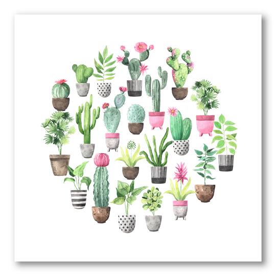 Designart - Cacti In Ceramic Pots In Gentle Tones II